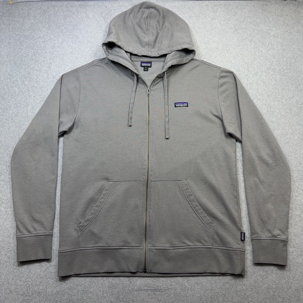 Patagonia Hoodie Mens XL Gray P 6 Label Lightweight Full Zip Outdoor Casual